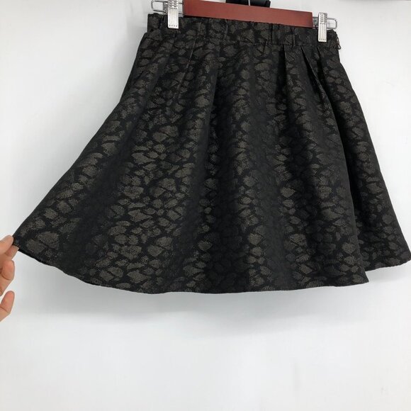 Aritzia Talula Black & Bronze Abstract Patterned Flared Mini Skirt size 2 - Picture 7 of 12